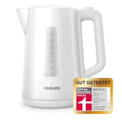 Abbildung von Philips Wasserkocher, 1.7 L Fassungsvermögen, Mit Kontrollanzeige, Pirouettenbasis, Weiß (HD9318/00)