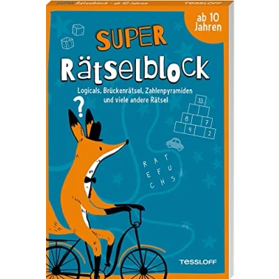 Abbildung von Super Rätselblock ab 10 Jahren.Logicals, Brückenrätsel, Zahlenpyramiden und viele andere Rätsel: 128 Seiten Rätselspaß 25 unterschiedliche Rätselarten (Rätsel, Spaß, Spiele)