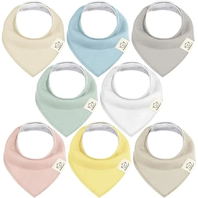 Abbildung von 8 Stück Dreieckstuch Baby Junge, Mädchen Unisex Bandana Lätzchen Baby, Super Absorbierende Halstuch Bio Baumwolle Lätzchen, Halstücher für Säuglinge, Sabberlätzchen (Prairie)