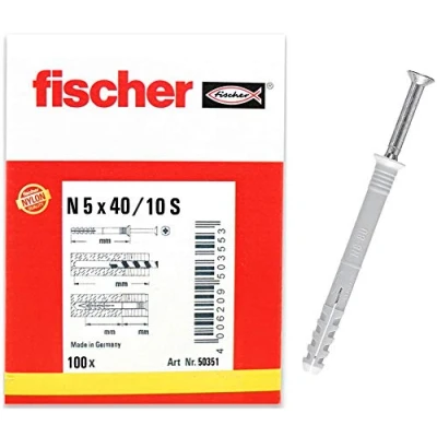 Abbildung von fischer Nageldübel N 5x40/15 S (100) 100 Stück Art. Nr. 50351, grau