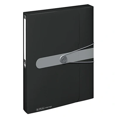 Abbildung von Herlitz Sammelbox A4 PP mit Rückenetikett, 1 Stück Design Aufdruck, Rückenbreite 4 cm, opak schwarz