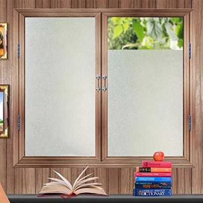 Abbildung von Zindoo Fensterfolie Milchglasfolie Blickdicht Ohne Kleber Gute Privatsphäre Schutz Sichtschutzfolie für Badezimmer, Duschkabine Sowie Türen, Umkleide und Konferenzräume 90 x 300CM