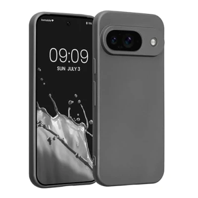 Abbildung von kwmobile Handyhülle kompatibel mit Google Pixel 9 Hülle weiche Silikon Case metallisch schimmernd in Metallic Grau
