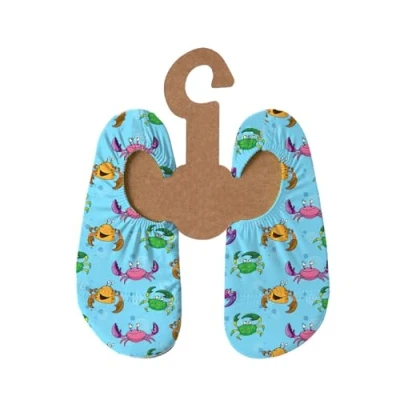 Abbildung von Slipstop Kinder Strandschuhe Anti Rutsch Ballett Schuhe Schwimmschuhe Urlaub Badeschuhe Pool Unisex Bubba türkis mit Krabben, Größe 30 32