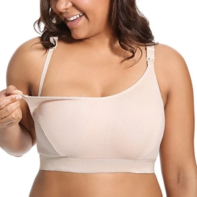 Abbildung von Gratlin Damen Stütz Sport Still BH Große Brüste Baumwolle Racerback Schwangerschafts BHS Beige 5XL