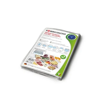 Abbildung von ROMMELSBACHER VBS 203 Profi Folienbeutel 20 x 30cm, 50 Stück, BPA frei, extrem stark &amp; reißfest 210μm, eingeprägte Luftrillen, wiederverwendbar, Sous vide, Made in Europe, für alle Balkenvakuumierer