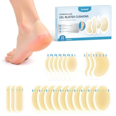 Abbildung von Sumiwish Blasenpflaster Hydrokolloid Bandages Wasserdichte Blasenpolster für Ferse, Zehen und Füße, Extra starker Schutz schnelle Erholung(22 Count, Variety)