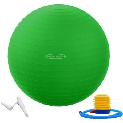 Abbildung von Fitvids Gymnastikball, Yoga Ball, Fitnessball, Geburtsball mit Schnellpumpe, 0,9 kg Kapazität, Grün, 86,4 cm, XLL