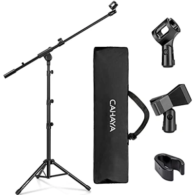 Abbildung von CAHAYA 2 in 1 Dual Use Mikrofonständer boden Mikrofonstativ mit galgen, tragbare Tasche und zwei Mikrofonclips, geeignet für Bühnentreffen, Live Sprache usw CY0239, Medium