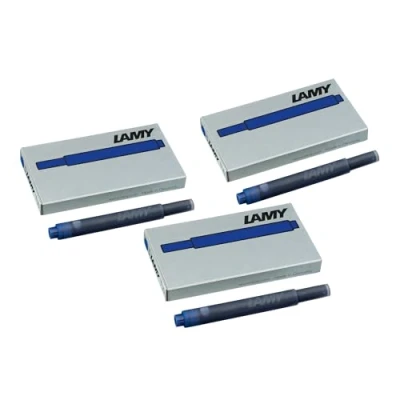 Abbildung von Lamy T10 3er Set Tintenpatronen mit großem Tintenvorrat, geeignet für alle Patronenfüllhaltermodelle, Inhalt 1,25ml je Patrone, 5 Stück pro Päckchen Tintenfarbe blau