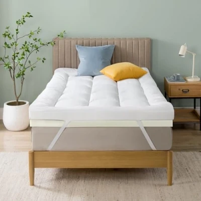 Abbildung von Zinus Visco Schaum Topper 90x200 cm 10 dick Open Cell Design Oeko Tex Zertifiziert Atmungsaktiv &amp; Orthopädisch Ergonomischer Komfort Mittelfest