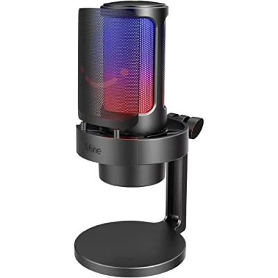 Abbildung von FIFINE USB Mikrofon PC, Gaming für Streaming Podcast Studio, Microphone USBC PS4 PS5 MAC mit RGB Steuerung, Stummschalter, Kopfhöreranschluss, Popfilter