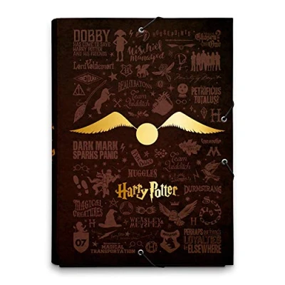 Abbildung von Grupo Erik Mappe A4 Premium Sammelmappe Quidditsch Goldene Schnatz Harry Potter Fanartikel Dokumentenmappe Heftmapppe Schule Zubehör Heftbox Schulranzen Eckspanner Ordnungsmappe