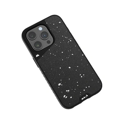 Abbildung von Mous Hülle für iPhone 15 Pro MagSafe Kompatibel Case Limitless 5.0 Gesprenkelter schwarzer Stoff Handyhülle Schutzhuelle