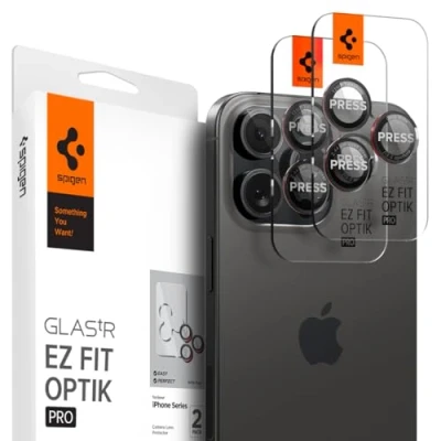 Abbildung von Spigen Glas.tR EZ Fit Optik Pro Kameraschutz kompatibel mit iPhone 16 Pro/Pro Max, 15 14 L Series Edition, Individuelle Kameraprotektion, Anti Kratzer