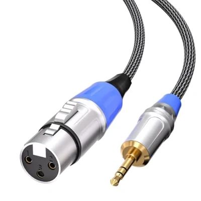 Abbildung von Tisino XLR auf klinke 3,5mm Mikrofonkabel, unsymmetrische Buchse aux Klinken stecker Adapter für Camcorder, DSLR Kameras, Computeraufzeichnungsgerät und mehr, 1m