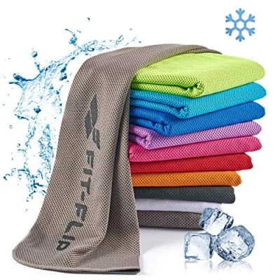 Abbildung von Fit Flip kühlendes Handtuch als Cooling Towel und mikrofaser Kühltuch Sporthandtuch Airflip für Fitness Sport Ice Kühlhandtuch (grau, 100x30cm)