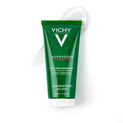 Abbildung von VICHY Phytosolution Waschgel mit Mineralien und Probiotika, Befreit unreine Haut von Schmutz überschüssigem Talg, mattiert wirkt Pickeln vergrößerten Poren entgegen, Normaderm, 200 ml