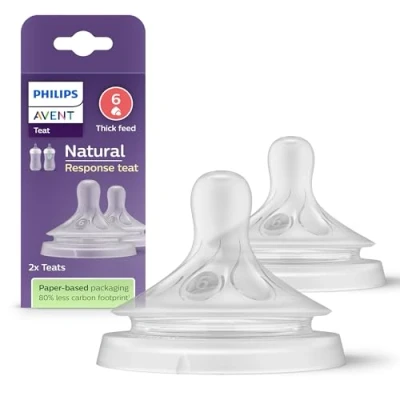 Abbildung von Philips AVENT Natural Response Sauger 2x für Babyflaschen mit Durchflussstärke 6, BPA frei, Babys ab 6 Monaten (Modell SCY966/02)
