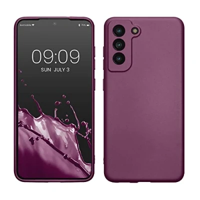 Abbildung von kwmobile Case kompatibel mit Samsung Galaxy S21 FE Hülle Schutzhülle aus Silikon metallisch schimmernd Handyhülle Metallic Lavendel