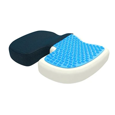 Abbildung von bonmedico Sitzkissen orthopädisch Memory Foam Gel Steißbeinkissen Ergonomisches für Auto &amp; Bürostuhl, Rollstuhlkissen Wellness Blau Netz (Standard)