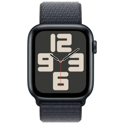 Abbildung von Apple Watch SE 2024 4G 44mm Schwarz (Schwarzes Nylon Armband)