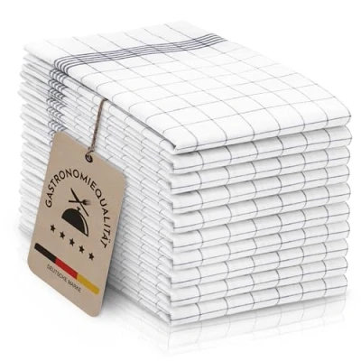 Abbildung von ZOLLNER 10er Set Geschirrtücher Baumwolle in 50x70 cm super saugstarke und langlebige Küchentücher waschbar bis 95C grau weiß kariert Gastronomiequalität Oeko Tex® zertifiziert