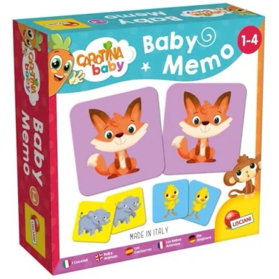 Abbildung von Lisciani CAROTINA Baby Memo Tiere Gesellschaftsspiel Bildung Gedächtnis und Denkspiel 24 Karten Für Kinder von 1 bis 4 Jahren