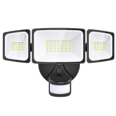 Abbildung von Onforu LED Strahler mit Bewegungsmelder Außen 36W, 3000 LM Außen, Aussenleuchte verstellbaren 3 Köpfe, 6500 Kaltweiß Scheinwerfer, IP65 Wasserdicht Flutlicht für Garage, Garten