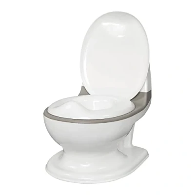 Abbildung von Nuby Dr. Talbot&#039;s My Real Potty Kinder Töpfchen mit Spülgeräusch Toilettentrainer für echtem Sound und Batterien sind im Lieferumfang enthalten Toilette Grau Weiß 18+ Monate