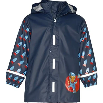 Abbildung von Playshoes Regenjacke Unisex Kinder Wind und wasserdicht Regenmantel Regenbekleidung, Die Maus Weltraum, 128