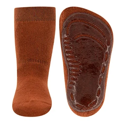 Abbildung von EWERS Stoppersocken SoftStep Uni, Socken mit Anti Rutsch Sohle für Jungen und Mädchen, 1 Paar rutschfeste Kindersocken Gummisohle, Kupfer (Kupfer Rot), Größe 25 26