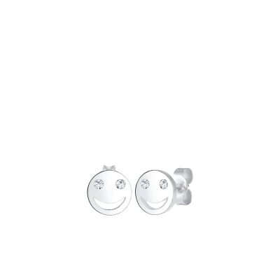 Abbildung von Elli Basic Happy FACE Ohrringe silvercoloured, Damen, Größe: One Size, Silver coloured