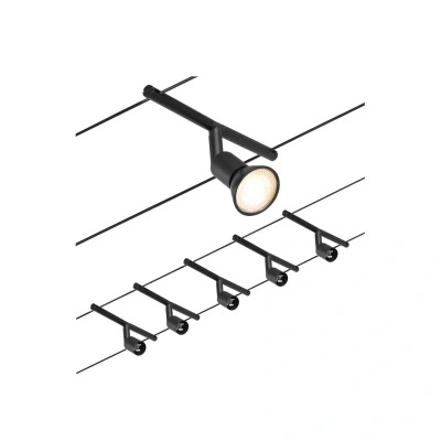 Abbildung von Paulmann 94446 CorDuo Seilsytem Set Salt DC max. 5x10 Watt erweiterbar Schwarz matt Drahtseil Kunststoff GU5,3 Drahtseilsystem ohne Leuchtmittel