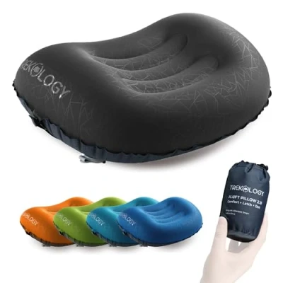Abbildung von TREKOLOGY Aluft 2.0 Ultraleicht Reisekissen Aufblasbar Aufblasbares Kissen Camping für Schlafen, Nacken &amp; Lendenwirbelstütze Beim Strand, Wandern, Backpacking Schnelles Entleeren mit Antirutsch