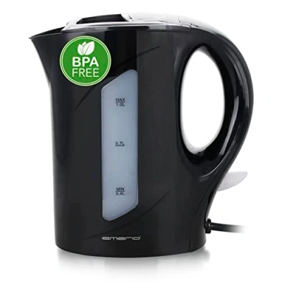 Abbildung von Emerio Wasserkocher, 1.0 Liter, 900 Watt, Wasserstandsanzeige, BPA frei, Trockengehsschutz, beleuchteter Ein /Aus Schalter, ideal für Zuhause, Camping oder Büro, WK 121616.1, Schwarz