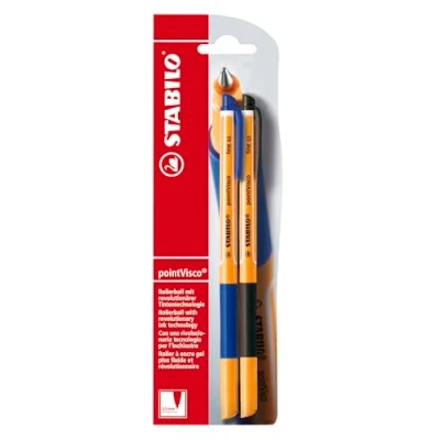 Abbildung von Tintenroller STABILO pointVisco 2er Pack blau, schwarz