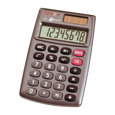 Abbildung von Genie 510 8 stelliger Taschenrechner (Dual Power (Solar Und Batterie); Kompaktes Design) Grau