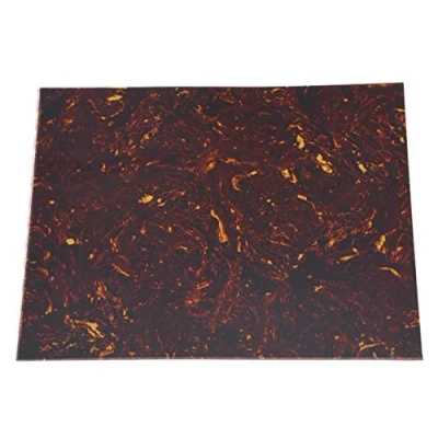 Abbildung von KAISH 25 x 20 cm selbstklebende Kratzplatte für Akustikgitarre, Plektrumschutz, Material Blatt, 10 Farben erhältlich. DarkTortoise