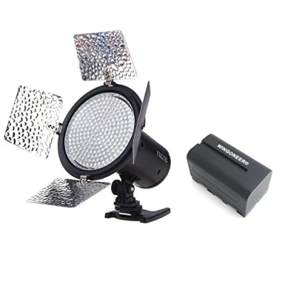 Abbildung von Yongnuo YN 216 YN216 Pro LED Videoleuchte 3200K 5500K Farbtemperatur für Canon Nikon DSLR Kamera DV und Camcorder mit WINGONEER NP F750 Akku Ladegerät