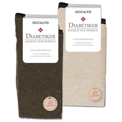 Abbildung von Occulto 10 Paar Diabetikersocken für Herren ohne Naht Gummibund aus Baumwolle 2 Schwarz Dunkelbraun Braun Kaffeebraun Beige 43 47