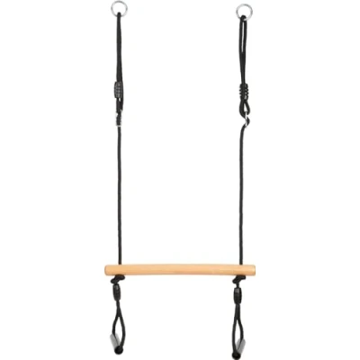 Abbildung von small foot Trapezschaukel mit Turnringen „Black Line“, robuste Holzschaukel für Kinder &amp; Erwachsene, ab 3 Jahren, 12409