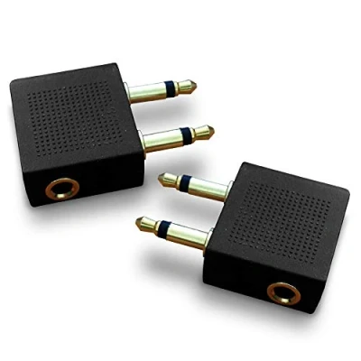 Abbildung von Mobi Lock Vergoldete Flugzeug Kopfhörer Adapter (2er Pack) Ermöglicht die Verwendung von Kopfhörern mit Allen In Flight Media Systemen
