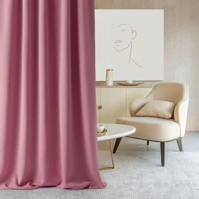 Abbildung von ROOM99 Vorhang mit Kräuselband Aura 140 x 260 cm Breite Höhe Schiebegardinen Deko Modern Curtain Gardine Wohnzimmer Schlafzimmer Rosa, 1 Stück