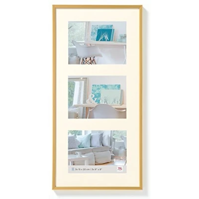 Abbildung von walther design Bilderrahmen gold 3X 15x20 cm Galerie mit Passepartout, New Lifestyle Kunststoffrahmen KV320G