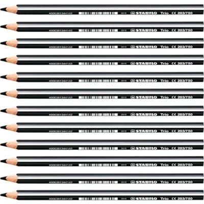 Abbildung von Dreikant Buntstift STABILO Trio dick 12er Pack schwarz