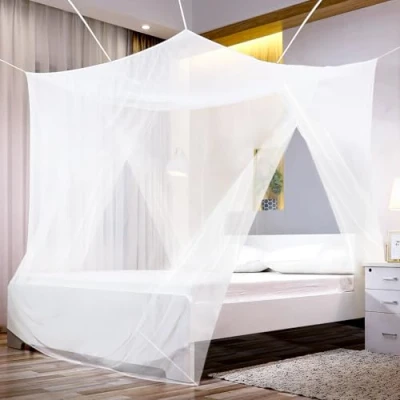 Abbildung von Sekey Moskitonetz für Einzelbett/Doppelbett, kastenform Mesh Insektennetz mit Schnelle und Einfache Installation (L220xB200xH200cm Doppelbett doppelte Öffnungen)