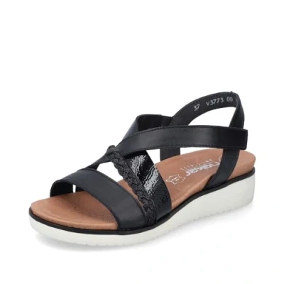 Abbildung von Rieker Damen Keilsandalen V3773, Frauen Sandalen,Sommerschuhe,Freizeitschuhe,offene Schuhe,Strandschuhe,Keilsandaletten,schwarz (00),40 EU / 6.5 UK