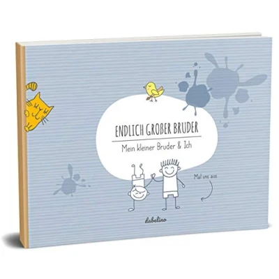 Abbildung von Geschenk für großen Bruder: &quot;kleiner Bruder + großer Bruder&quot; Buch (Öko, Recycling Papier, Erinnerungsalbum/Fotoalbum Geschwister zur Geburt)