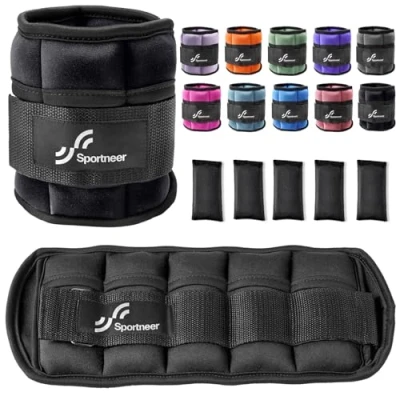 Abbildung von Sportneer Knöchelgewicht, Verstellbares Gewichte Set am Knöchel, Handgelenkriemen Handgelenk, 0,45kg 2,3kg (pro Knöchel)/0,9 4,5kg(pro Paar), 2 Packungen, Neopren, Modern